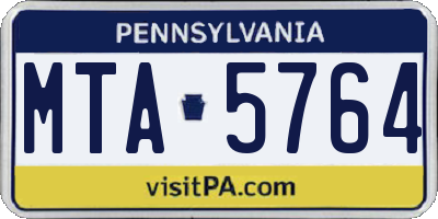 PA license plate MTA5764