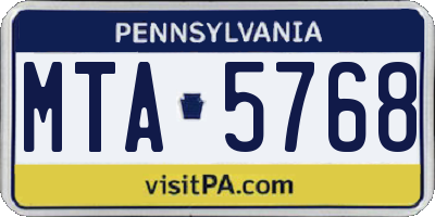 PA license plate MTA5768