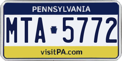 PA license plate MTA5772