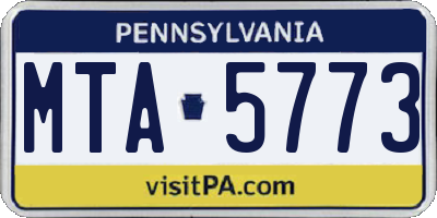 PA license plate MTA5773