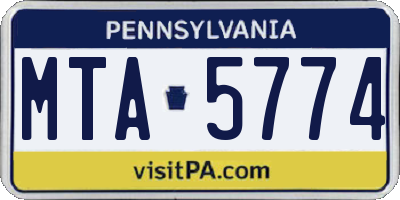 PA license plate MTA5774