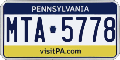 PA license plate MTA5778