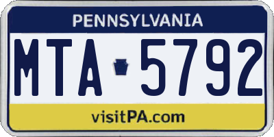 PA license plate MTA5792