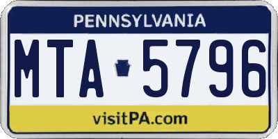 PA license plate MTA5796