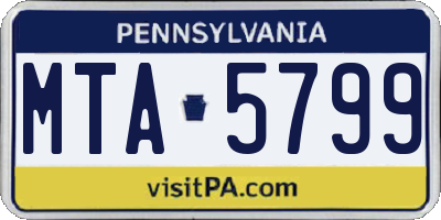 PA license plate MTA5799