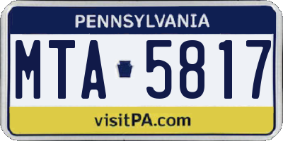 PA license plate MTA5817