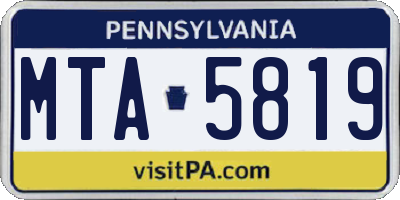 PA license plate MTA5819