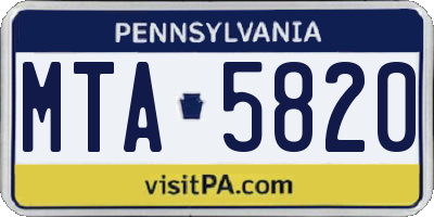 PA license plate MTA5820