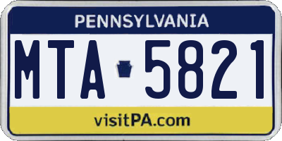 PA license plate MTA5821