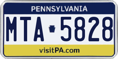 PA license plate MTA5828