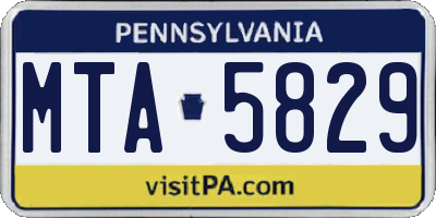 PA license plate MTA5829