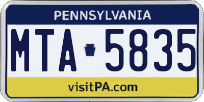 PA license plate MTA5835