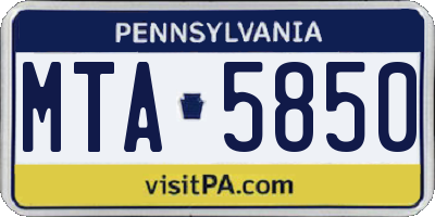 PA license plate MTA5850