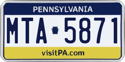 PA license plate MTA5871
