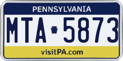 PA license plate MTA5873