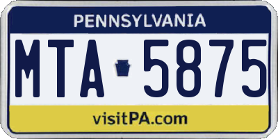 PA license plate MTA5875