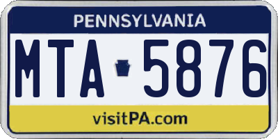 PA license plate MTA5876