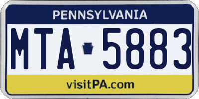 PA license plate MTA5883
