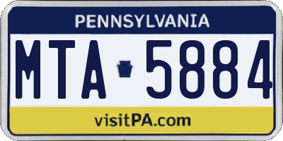PA license plate MTA5884