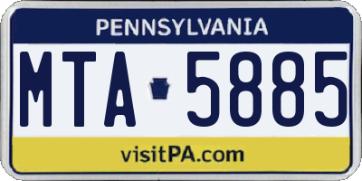 PA license plate MTA5885