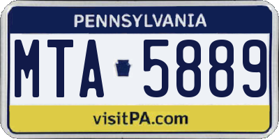 PA license plate MTA5889