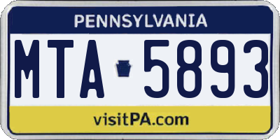 PA license plate MTA5893