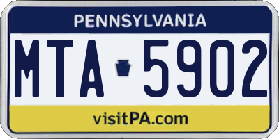 PA license plate MTA5902