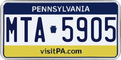 PA license plate MTA5905
