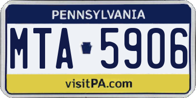 PA license plate MTA5906