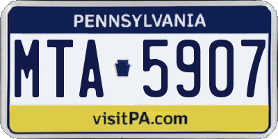 PA license plate MTA5907