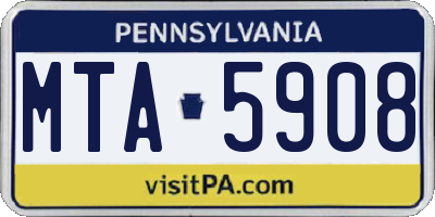 PA license plate MTA5908