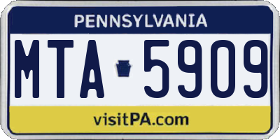 PA license plate MTA5909