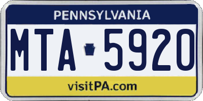 PA license plate MTA5920