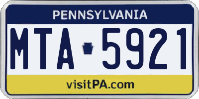 PA license plate MTA5921
