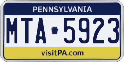 PA license plate MTA5923