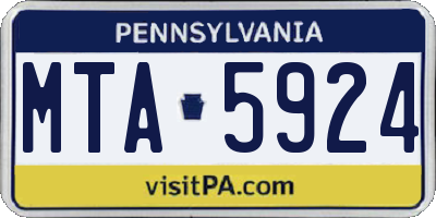 PA license plate MTA5924