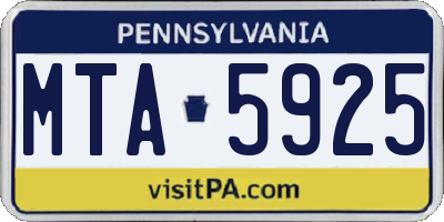 PA license plate MTA5925