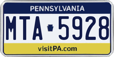 PA license plate MTA5928