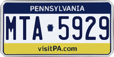 PA license plate MTA5929