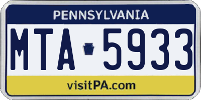 PA license plate MTA5933