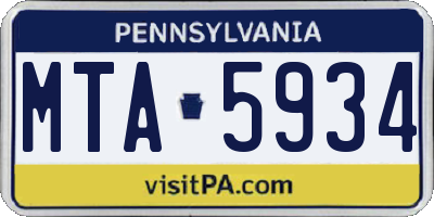 PA license plate MTA5934