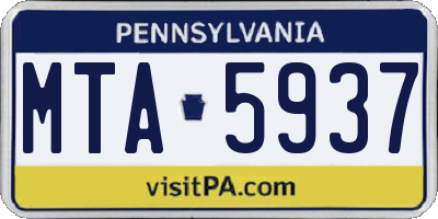 PA license plate MTA5937