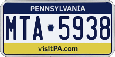 PA license plate MTA5938