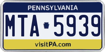 PA license plate MTA5939