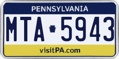 PA license plate MTA5943
