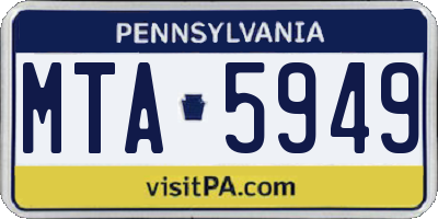 PA license plate MTA5949