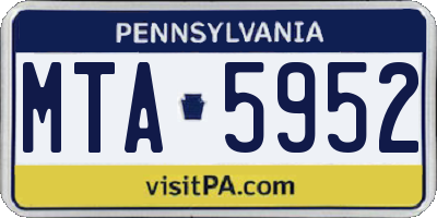 PA license plate MTA5952
