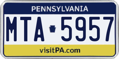 PA license plate MTA5957