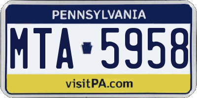 PA license plate MTA5958