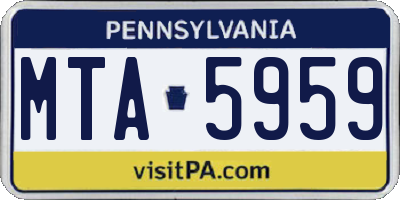PA license plate MTA5959